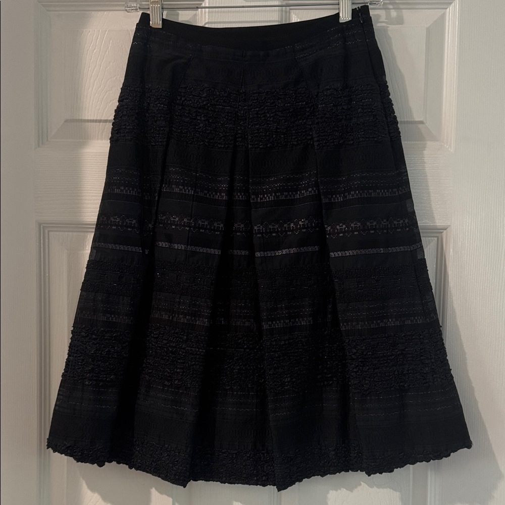 Piazza Sempione Black Textured Midi Skirt